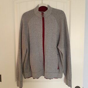 Overland Louis Wool-Blend Zip Up Sweater with Pockets Gray Size XL